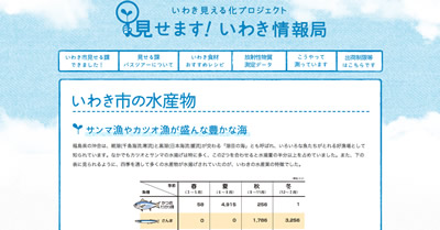 「見せる課」のWebサイト。11月からは水産物情報の公開も開始した。