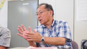 ふるさと豊間復興協議会の遠藤守俊会長。「ゼロからのまちづくり、一緒に挑戦しましょう。」